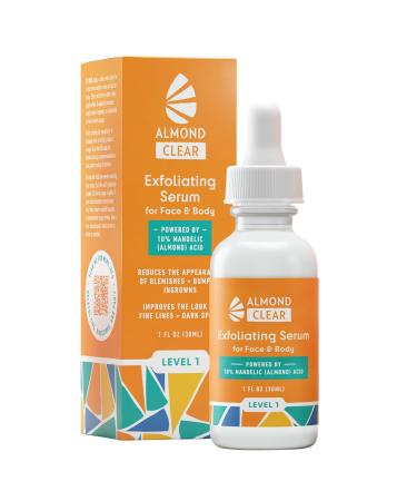 Face & Body Clearing Serum Level 1- for acne folliculitis aging skin ingrown hairs dark spots - face chest butt back thighs arms - mandelic acid - 1 fl oz