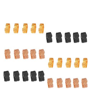 FRCOLOR 30 Pieces Hair Clip Dreadlocks Hair Braid Rings Dreadlocks Adjustable Metal Hair Cuffs for Hair Accessories (Gold and Black)