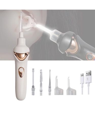Electric Ear-Picking Artifact USB Charging Earwax Removal Tool Earwax Removal Kit for Kids Adults Visible Luminous Earwax Cleaner Digging Ear Spoon White