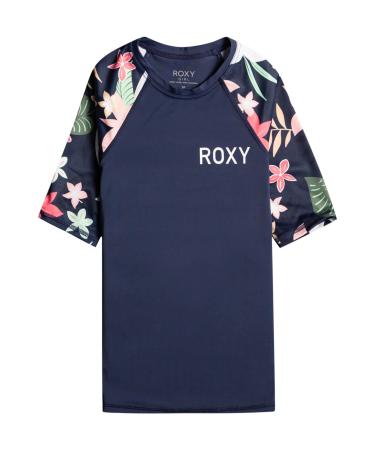 Quiksilver Girls Printed Sleeves Ss Rash Guard Shirt (1 Pack) 14 Years Mood Indigo Alma Swim