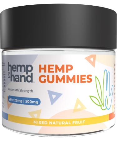 Hemp Gummies 500mg - Max Strength for Adults - Chill, Inflammation, Natural Pain, Restful Sleep (25mg Gummy) - by Hemp and Hand
