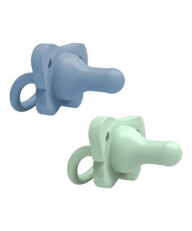Dr. Brown's HappyPaci 100% Silicone Baby Pacifier 0-6m | BPA Free Contoured Design 2-Pack - Blue & Green - Buy Online on GoSupps.com