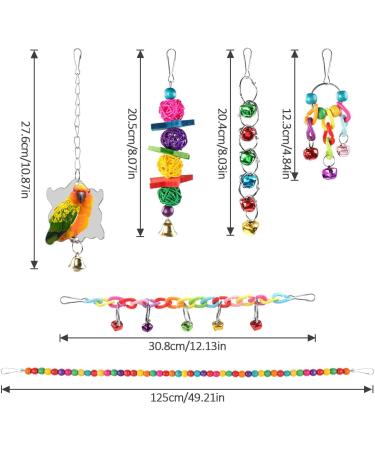 Pethee 8 Pack Budgie Toys Bird Toys Set Bird Swing Chew Toys Bells Hanging Mirror Climbing Ladders Wooden Chewing Toy for Parrot Conure Cockatiel Lovebird Parrotlet - Buy Online on GoSupps.com