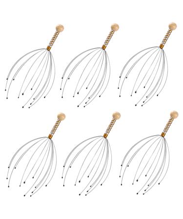 Hapinary Handrubber 6st massage device scalp care scalp care hair washers scalp massage brush multifunction tool frosted claws massage head gripper steel and wood.