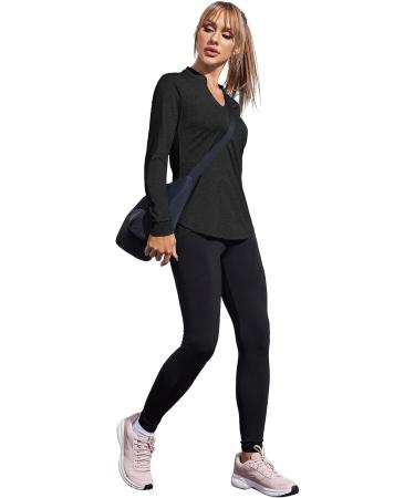 COOrun Women's Long Sleeve Workout Shirt | Breathable & Quick Dry Athletic Top for Yoga & Hiking | 1-Black, Size Large - Buy Online on GoSupps.com