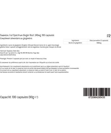 Swanson Full Spectrum Ginger Root 540mg High-Dose 100 Capsules SOYA-Free Gluten-Free GMO-Free - Buy Online on GoSupps.com