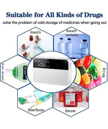Insulin Cold Box Portable Insulin Cooler Box Medicine Refrigerator Thermostat Drug Reefer for Car/Travel/Home Car Small Refrigerator (21 5 cm * 15 cm * 6Cm) 3*Battery - Buy Online on GoSupps.com