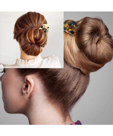 2 Pieces French Style U-shaped Hairpins Vintage Hair Pin Fork Sticks Cellulose Acetate Tortoise Shell Hair Pins for Women Girls Hair Accessories (Leopard Print) - Buy Online on GoSupps.com