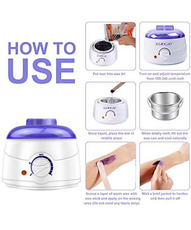 Home Waxing Kit with Warmer, Hard Wax Beans for Hair Removal - 4 Packs, 10 Applicator Sticks, for Women and Men - Bikini, Brazilian, Legs, Armpit, Face - Buy Online on GoSupps.com