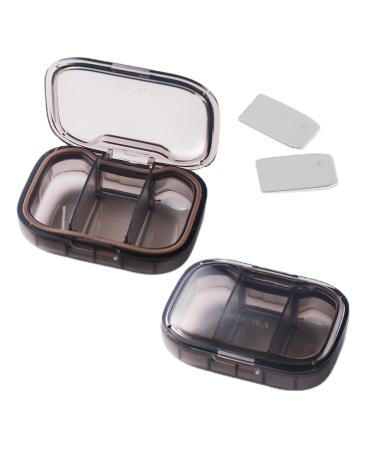 Sukuos 2 Pack 3 Compartments Small Pill Box Travel Pill Organizer for Purse Pocket Portable Daily Pill Case for Medicines/Fish Oil/Vitamin/Supplements Black