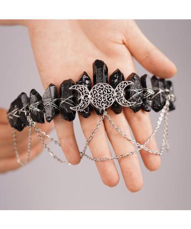Raw Crystal Quartz Moon Tiara Headband - Boho Goddess Crown for Women/Girls - JWICOS Type 1 - Buy Online on GoSupps.com
