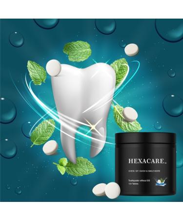HEXACARE Toothpaste Tablets with 5% Nano-Hydroxyapatite | Remineralizing Fluoride-Free for Enamel Care | Clean Label Travel-Friendly Zero-Waste | 124 Tablets (2-Month Supply) - Buy Online on GoSupps.com