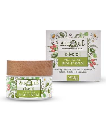 Aphrodite 100% Natural Multi-Action Beauty Balm - With Organic Olive Oil - Moisturizing Vegan Care - Nourishes Dry, Damaged Skin - Soothes Sensitive Skin - Moisturizing Face, Hands & Body