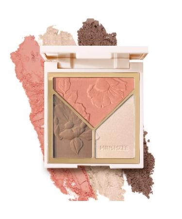 3-in-1 Highlighter, Contour & Blush Makeup Palette Set - Matte Shimmer Glow Illuminator Powder for Face Contouring and Silky Bronzer Effect - Compact and Brilliant Finish - 2 Pack with Brush - Buy Online on GoSupps.com