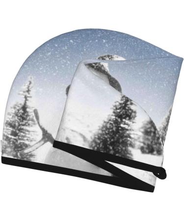Snowman & Christmas Tree Microfiber Hair Towel - Super Absorbent Coral Velvet Wrap for Long Curly Hair - Quick Dry Cap for Women - Buy Online on GoSupps.com