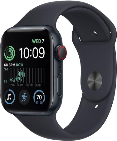 Apple Watch SE (2nd Gen) (GPS + Cellular, 44mm) - Midnight Aluminum Case with Midnight Sport Band, M/L (Renewed) Midnight 44mm 44mm M/L - fits 160210mm wrists