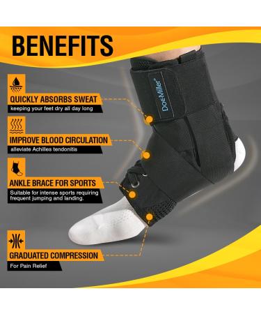 Doc Miller Ankle Brace for Women & Men - Plantar Fasciitis & Achilles Tendonitis Support | Ankle Sleeve & Stabilizer for Sprain & Joint Pain Relief - Medium Black - Buy Online on GoSupps.com