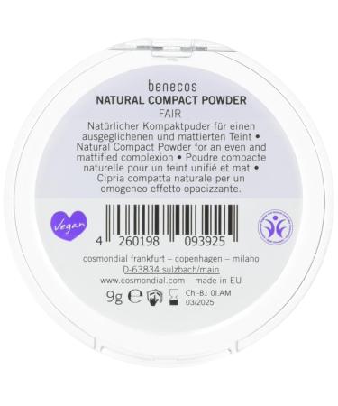 Benecos Natural Cosmetics Compact Powder - Vegan Mattifying Pressed Powder (Fair 9g) | Buy Internationally - Buy Online on GoSupps.com