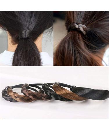 Wig Hair Rings Braided Faux Hair Ponytail Holders Hairpiece Hair Band Woman Elastic Rubber Bands Ponytail Wrap Hair Accessory For Girls(Brown) 1.3*10cm style2 - Buy Online on GoSupps.com