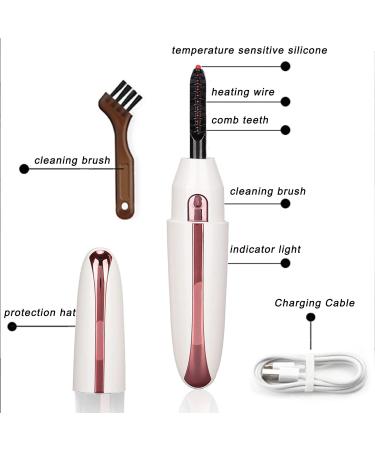 USB Rechargeable Heated Eyelash Curler - Long Lasting Curls Anti-Scald Smart Temperature Control & Cleaning Brush - Buy Online on GoSupps.com