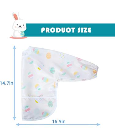 Little Dimsum Long Sleeved Waterproof Weaning Bib Set with Large Pocket - Eggs&Carrots Design | Toddler Feeding Apron for 6-36 Months - Buy Online on GoSupps.com