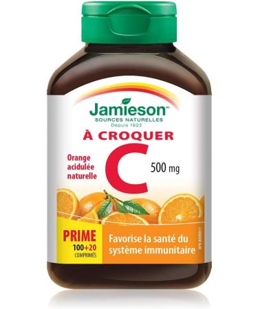 Jamieson Vitamin C Orange 500mg 120 Tablets - Immune Support and Antioxidant Boost - Buy Online on GoSupps.com