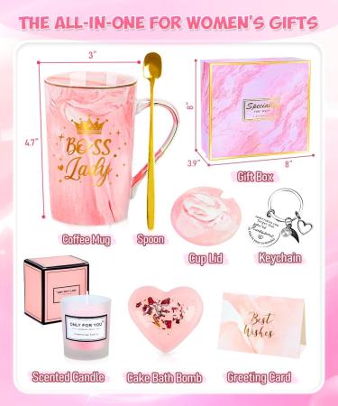 Unique Gifts for Women | 14 oz Coffee Cup Set Candle Socks & Bath Bomb - Perfect Birthday Presents for Moms Wives & Friends - Buy Online on GoSupps.com