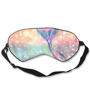 Soft and Lightweight Sleeping Eye Mask Magic Tail Glitter Pink Mermaid for Boys and Girls Cool and Cute Sleep Eye Mask with Adjustable Elastic Head Strap for Bedtime Nap Travel Relax Magic Tail Glitter Pink Mermaid 8 x 4 Inch