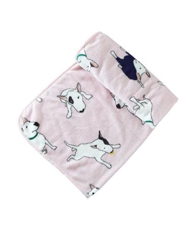 Creation Core Adorable Cartoon Pet Blanket Super Soft Fleece Cat Dog Blanket Mat 29.9" x 37.8" Bull Terrier Pink