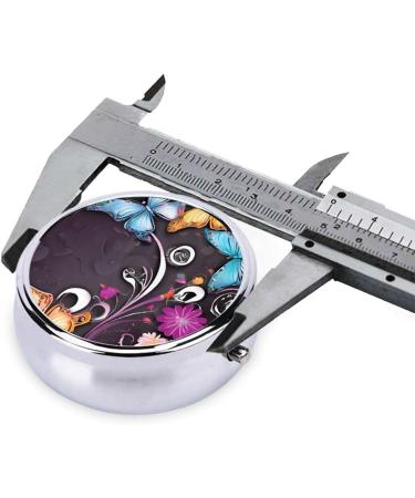 Butterflies Round Pill Box - 3 Compartment Mini Decorative Travel Organizer for Tablets Vitamins & Medicine - Buy Online on GoSupps.com