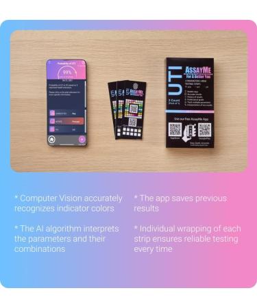 AssayMe UTI Urine Test Strips: Urinalysis Test for Infection - 3 Strips (LEU, NIT, pH) with Free App - Buy Online on GoSupps.com