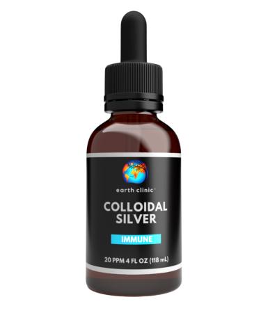 Earth Clinic Colloidal Silver 20 ppm 4 oz Amber Dropper Bottle Vegan Pure Silver Nanoparticles - Immune Support (23.5 Servings)