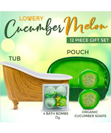 Fathers Day Home Spa Bath Basket Gift Set - Aromatherapy Kit with Natural Cucumber & Organic Melon - 12pc Skin Care Set for Men & Women - Buy Online on GoSupps.com
