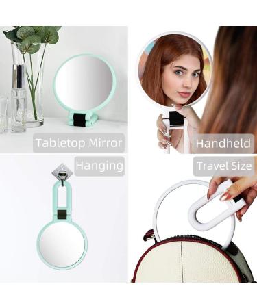 Dolovemk Travel Makeup Mirror with Stand | Double Sided Folding Hand Held Mirror | 10x Magnification | White - Buy Online on GoSupps.com