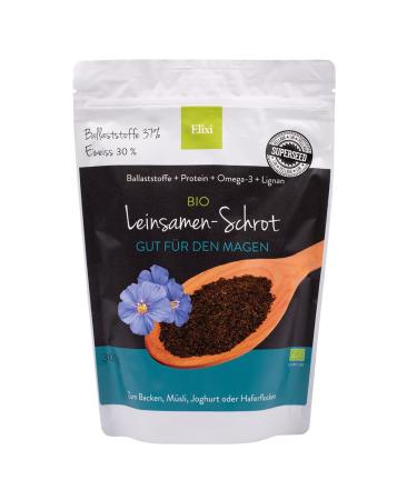 Elixi Organic Flaxseed Powder with Omega-6 Omega-3 & Omega-9 fatty acids 37% fiber 300g - Buy Online on GoSupps.com