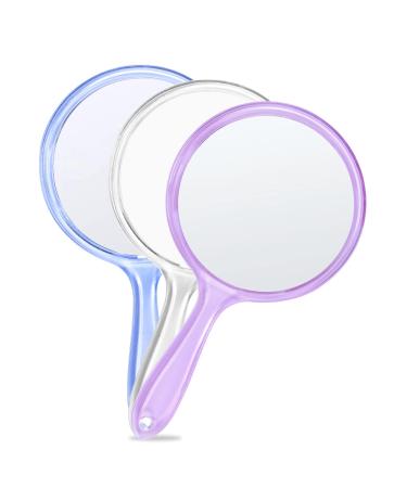 QLXIHYW Hand Mirror 1X/3X Magnifying Mirror Double-Sided Handheld Mirror for Women Girls Makeup Travel Daily Use (3 Pieces)