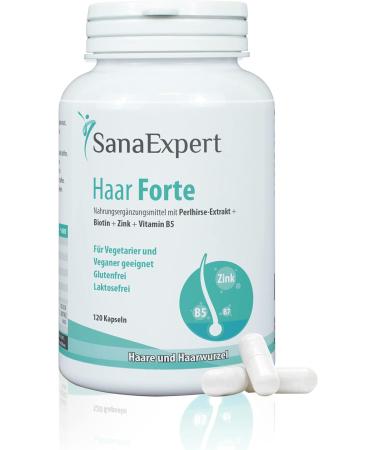 SanaExpert Hair Forte Vitamins with Biotin, Silica, Zinc for Hair & Nails - 120 Capsules - Buy Online on GoSupps.com