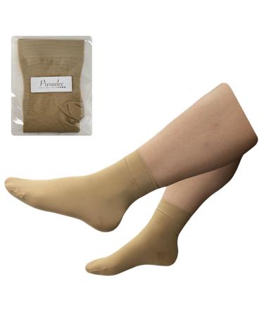 Closed Toe 15-20 mmHg Moderate Compression Foot Leg Ankle Sock Sleeve Beige S/M