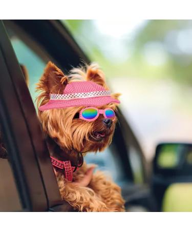 Sebaoyu Dog Hat and Sunglasses Set - Pink#2 Small | Summer Pet Baseball Cap with Visor and Goggles for Small Medium Breed - Buy Online on GoSupps.com