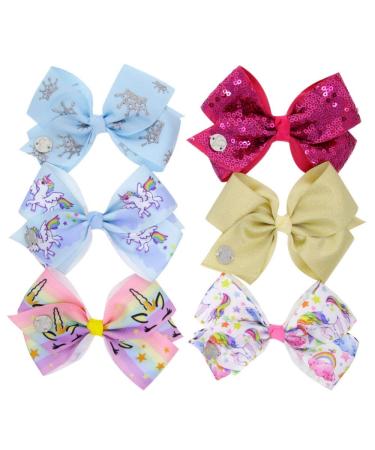 JOJO SIWA 12pcs Hair Bows Clips for Girls - 5 Inches Alligator Clips (2 Sets) | Large Bow Accessories for Girls - Buy Online on GoSupps.com