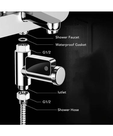 Shower Thermometer G1/2 5-85 C LED Display, Easy Installation - 0.5 C Accuracy, Silver - Buy Online on GoSupps.com