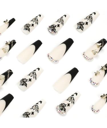 Runrayay Black Butterfly Press-On Nails for Women & Girls | Long Full-Cover Nail Tips with Nail Fans | Festival & Salon Quality - Buy Online on GoSupps.com