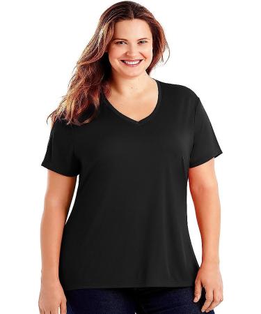 JMS Women's Plus-Size Cool DRI Short Sleeve V-Neck Tee - 3X Black - Buy Online on GoSupps.com