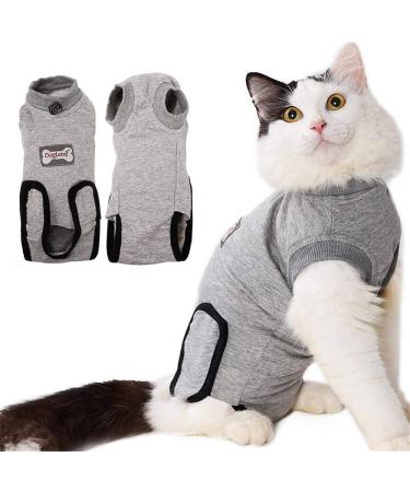 DogLemi Cat Recovery Suit for Abdominal Wounds and Skin Diseases, Professional After Surgey Wear Soft Comfort E-Collar Cone Alternative for Small Medium Cats Kitten Wounds Skin Diseases