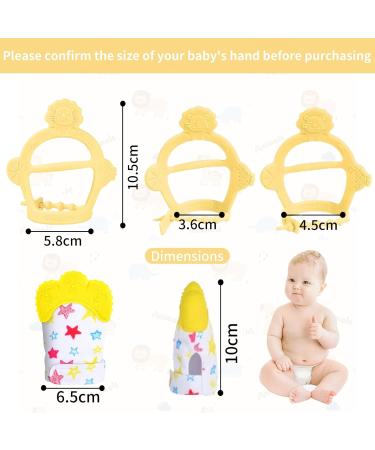2-Piece Baby Bite Gloves & Toy Set - Silicone Biting Relief for Teething Pain - Yellow - Buy Online on GoSupps.com