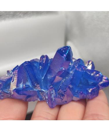 1pcs Crystal Cluster Specimen Blue Angel Aura Flower Natural Electroplating Gemstone Quartz Cluster Natural Luster (Size : 150-200g)