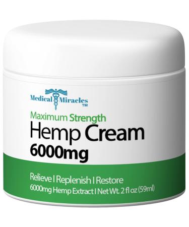 Medical Miracles Hemp Relief Cream - May Help with Neuropathy Muscles Joints Neck Back Elbows Hands Feet and Knees - Proudly Made in USA (6000mg) New 4 OZ Size.