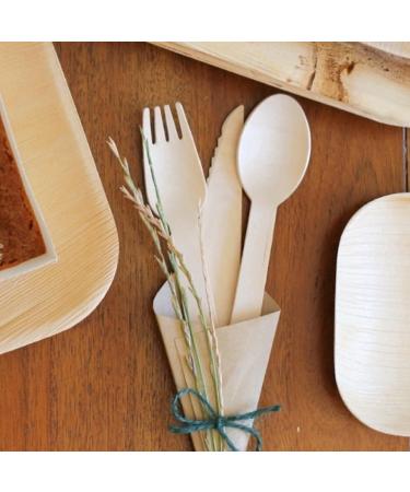 Wooden Cutlery Disposable Wood Utensils Compostable Cutlery Set for Camping Picnic Weddings Barbecue Birthday (200Pack - 50 Knives 100 Forks 50 Spoons) - Buy Online on GoSupps.com
