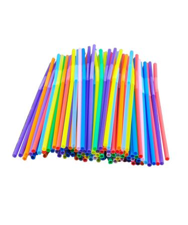 Colorful Extra Long Flexible Bendy Party Disposabl Drinking Straws, 100 Pieces