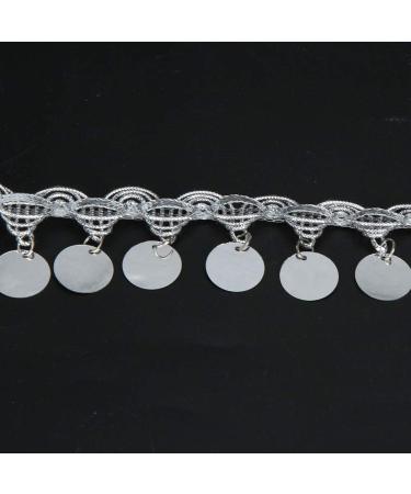 Belly Dance Hip Towel - 10 Yards Sequin Waist Chain & Coin Cloth | National Dance Supplies for Performance & Yoga (Silver) - Buy Online on GoSupps.com